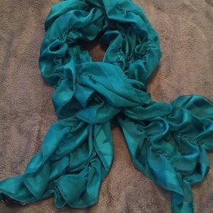 WHBM Gorgeous silky teal ruffle scarf!